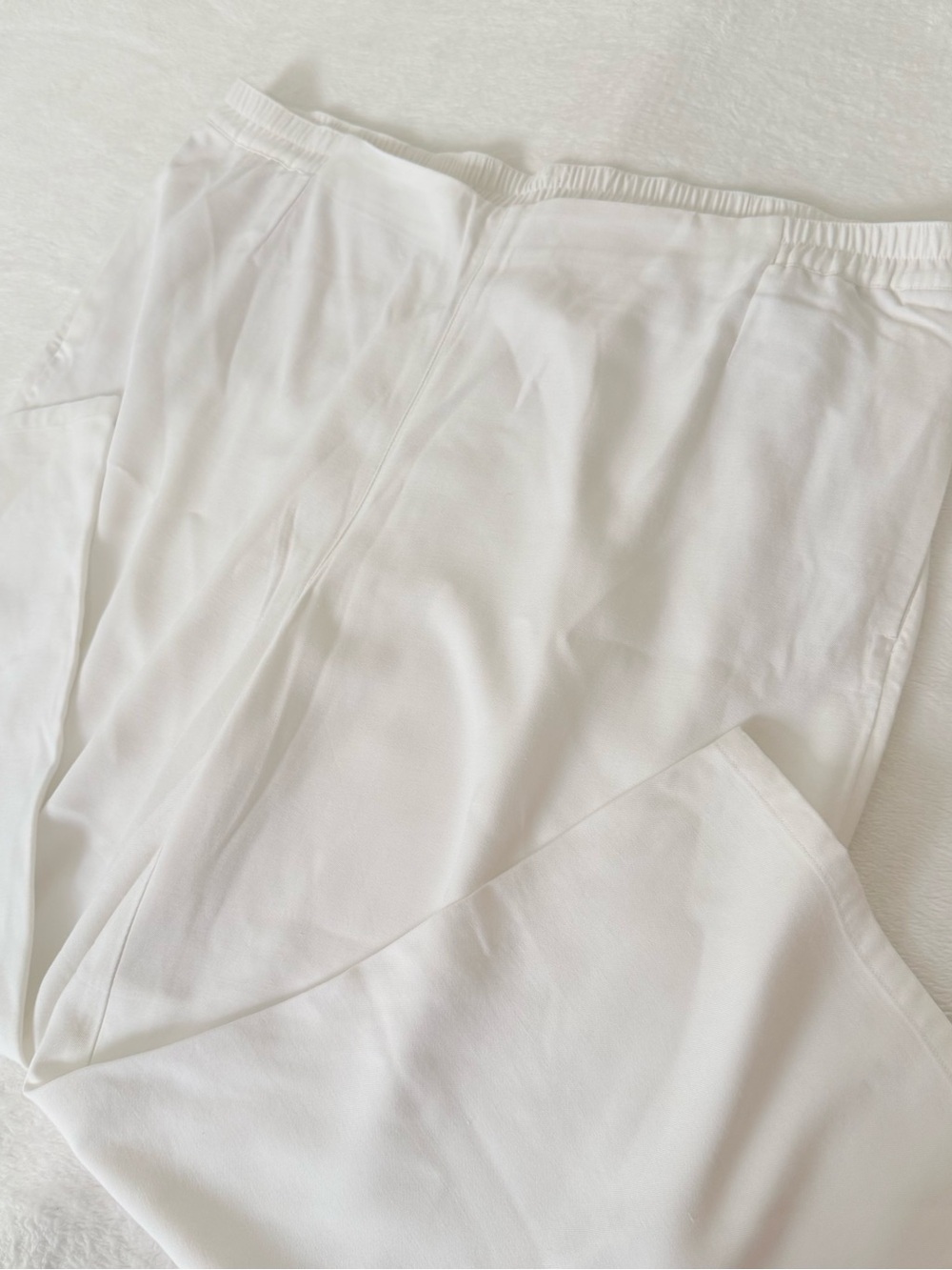 J Jill Womens XL White Wide Leg Pants Pull On Elastic Waist 100% Rayon Cropped